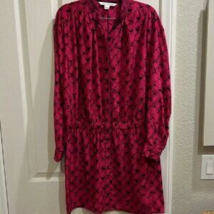 DIANE VON FURSTENBERG 100% SILK DRESS Deandra Alligator Pink Dahlia Size 8